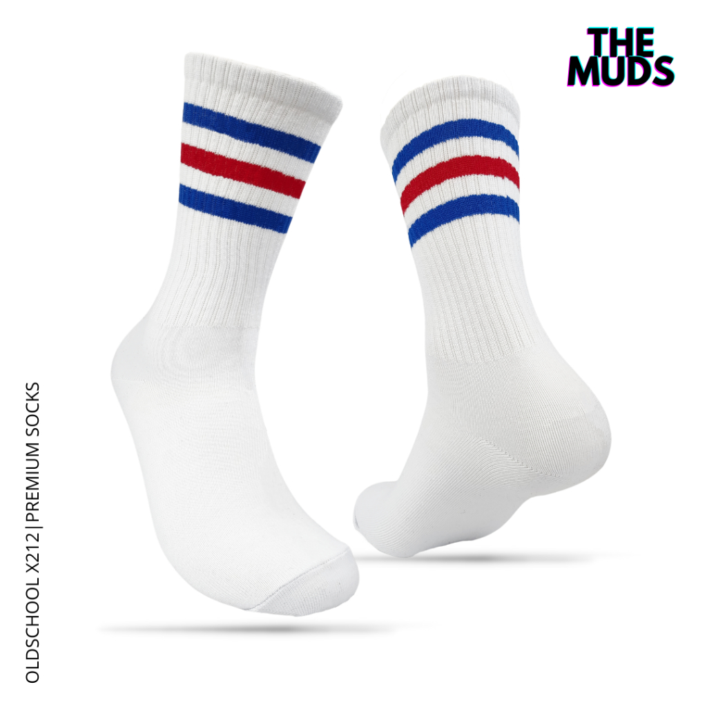 THE MUDS Kaos Kaki Oldschool Motif Strip ｜ BMB X212: Gaya Klasik dengan Sentuhan Modern